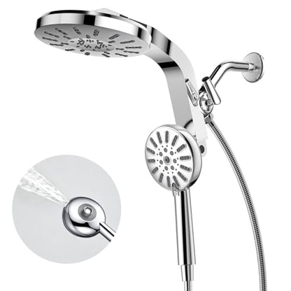 INAVAMZ High Pressure Rain Shower Head Combo with Magnetic Handheld Silver | Dual Shower System with Rainfall Showerhead and 8-Spray Handheld, Magnetic Dock, Adjustable Angle, Power Jet for Cleaning - color: Silver