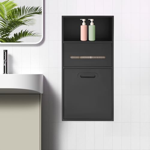 Recessed Toilet Paper Holder in Wall Tissue Toilet Roll Holder Stainless Steel recessed wall Niche Bathroom Toilet Paper Holder with Storage Cabinet for Kitchen Bedroom Hotel (26in-Black) - color: 26in-black