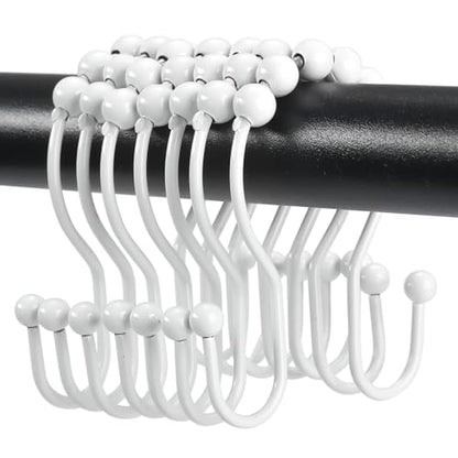 Shower Curtain Hooks, OEH Shower Curtain Rings, White Shower Curtain Hooks Rust Proof, Smooth Gliding Metal Shower Curtain Rings Rust Proof, Double Shower Rings for Curtain, 12 Pcs, White - color: White, size: Classic Double Hooks