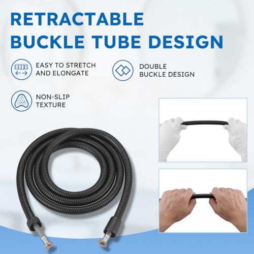 79" Shower Hose, Stainless Steel Shower Head Hose Extension, Black | Stainless Steel Material, Stretchable Design, Tangle-Free Design, Double Buckle Design, Handheld Shower Hose for Bathroom - color: Black, size: 79inch