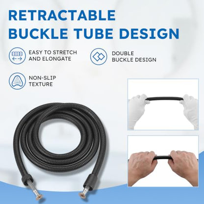 63" Shower Hose, Stainless Steel Shower Head Hose Extension, Black | Stainless Steel Material, Stretchable Design, Tangle-Free Design, Double Buckle Design, Handheld Shower Hose for Bathroom - color: Black, size: 63inch