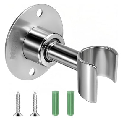 Stainless Steel Shower Head Holder Wall Mount 360° Adjustable Handheld Showerhead Bracket Metal Showerhead Wand Bracket SUS 304 Steel Shower Spray Holder Brushed Finish