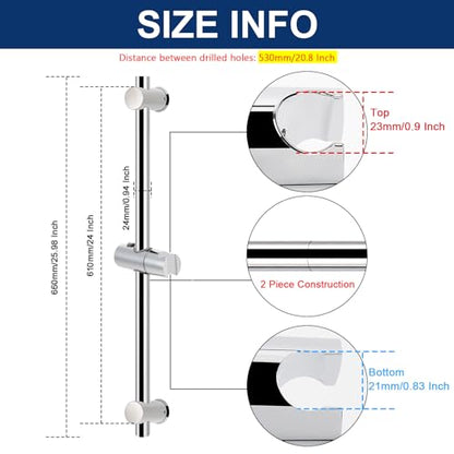NearMoon Shower Slide Bar with Height/Angle Adjustable Handheld Shower Holder, Bathroom SUS 304 Stainless Steel Shower Head Holder for Bath (Screw Mounted, Chrome Finish) - color: Chrome Finish, style: Screw Mounted