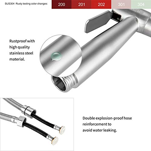 VENETIO Handheld Bidet Sprayer for Toilet Seat with Anti-leaking Hose, Toilet or Wall Mounted, Multi-function for Baby Cloth Diaper Sprayer, Shattaf Sprayer, Pets Shower - 304 Stainless Steel Material
