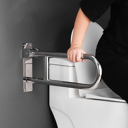 Generic Folding Toilet Grab Bars, Grab Bars Handle Safety Support Hand Rails, Bathroom U-Shape Wall Mounted Armrest, Toilet Flip-up Shower Support Elderly Disabled