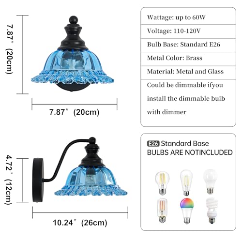 XIEDUN Vanity Light Black Wall Sconces Modern 1-Light Bathroom Sconces - color: Black and Blue, size: 1 Light