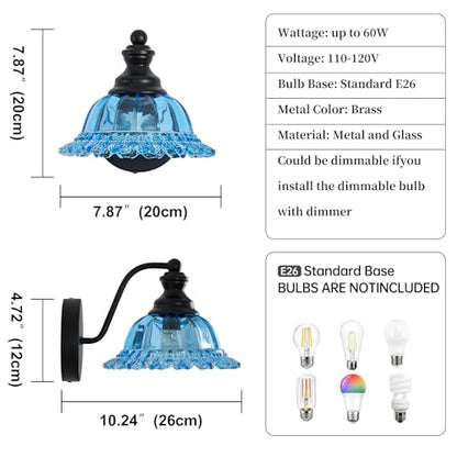 XIEDUN Vanity Light Black Wall Sconces Modern 1-Light Bathroom Sconces - color: Black and Blue, size: 1 Light