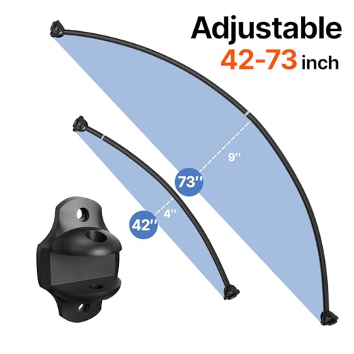 Curved Shower Curtain Rod, Rust Resistant, Adjustable Length 42-73 inches for Shower, Bathroom, Hole Punch Required-Black - color: Black