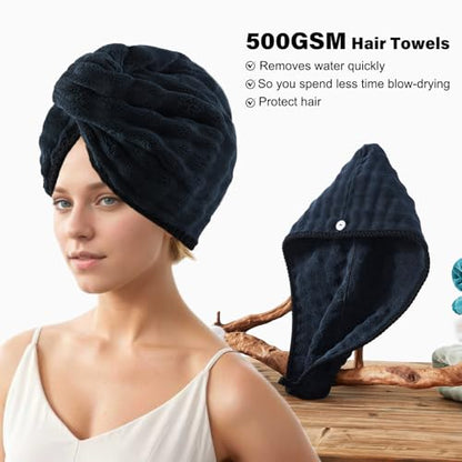 COZYART Lint Free 8 Pcs Bathroom Towels Set Ultra Soft Microfiber Black | Fluffy, Thick, Highly Absorbent, Fast Dry, No Shedding, No Pilling, Fade Resistant, Durable, Long-lasting - color: Charcoal Black