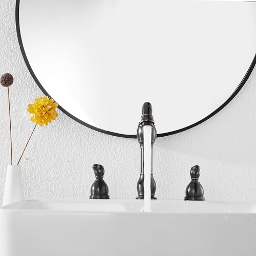 2 Handles 3 Holes Faucet Widespread Bathroom Sink Faucet Basin Tap Mixer Supply Hose Included Matching Pop Up Drain Oil Rubbed Bronze - color: Oil Rubbed Bronze, size: Widespread