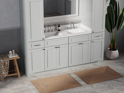 DISAR 78" Double Sink Bathroom Vanity with Dual Linen Storage Towers, Carrara Quartz Top and Ceramic Sinks, Solid Wood Frame, 4 Piece Design, 78" x 22" x 72" (Gray) - color: Grey