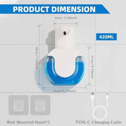 2Pack Automatic Soap Dispenser Touchless, Rechargeable Foaming Soap Dispenser,15oz/420ml Smart Hand Soap Dispensers,4-Level Adjustable,Wall Mount for Bathroom Kitchen Dish Soap(White, Foam) - color: 2 Pack-white 02, style: Foam