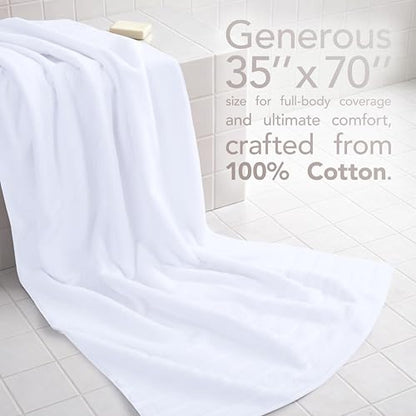 American Soft Linen 100% Cotton Luxury Turkish Towels, 35x70 XL Bath Sheet | Soft Absorbent Quick Dry OEKO Tex Standard 100 Certificated Durable Machine Washable Premium Hotel Quality - color: Bright White, size: 35"x70"