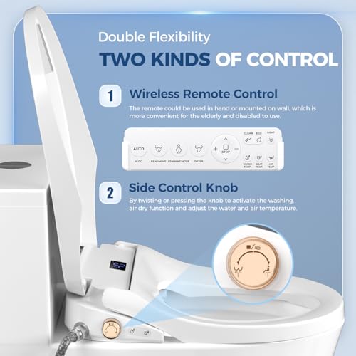 GAICOM Bidet Toilet Seat Elongated Electric Smart Heated Toilet Seat,Remote | Instant Warm Water & Air Dryer, Feminine & Front Rear Wash, Self-Clean Nozzle, Soft Closed Lid, Wireless Remote