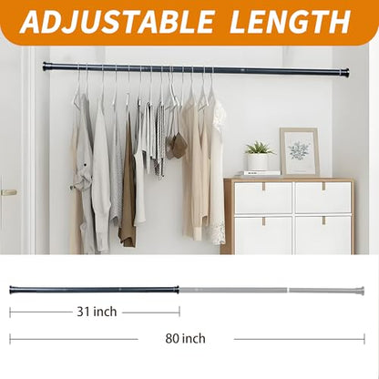 Black Shower Curtain Rod 31 to 80 Inch,Adjustable Heavy Duty Spring Tension Shower Rod,Telescoping Rod,No Drilling - color: Black, size: 31 to 80