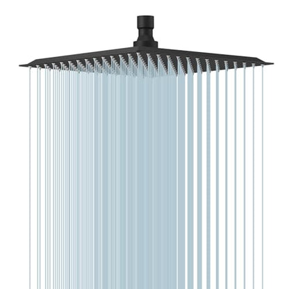 10 In Rain Shower Head High Pressure Rainfall Shower Head Matte Black | Square Rain Bathroom Showerhead, High Flow, Large Stainless Steel, Ceiling Mounted, Wall Mounted, Waterfall Full Body - color: Black, size: 10 Inch