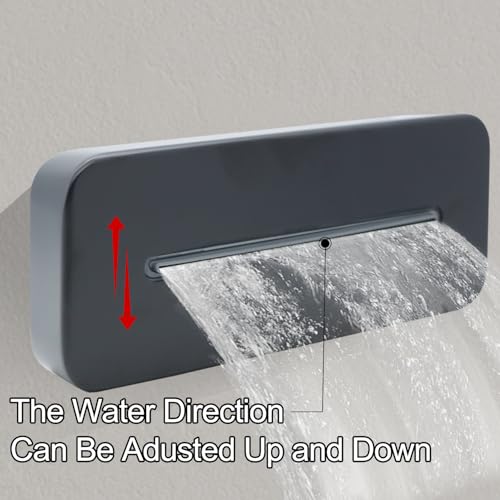 Temperature Display Shower Valve with Wall Mounted Waterfall Tub Faucet Kit Waterfall Tub Spout One Way Shower Deliver Valve - color: Matte Black, style: Adjustable bathtub faucet