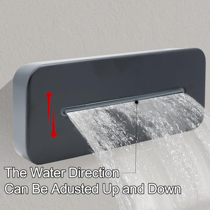 Temperature Display Shower Valve with Wall Mounted Waterfall Tub Faucet Kit Waterfall Tub Spout One Way Shower Deliver Valve - color: Matte Black, style: Adjustable bathtub faucet