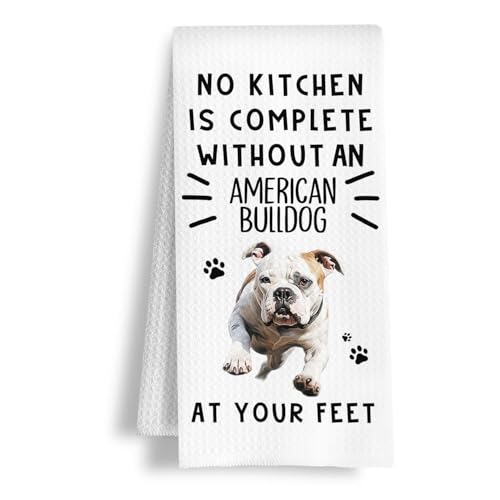 Funny American Bulldog Hand Towels for Kitchen Home Bathroom Decor, A Kitchen is Not Complete Without an American Bulldog Dish Towel, Dog Lovers Gift, 16×24 Inch - color: American Bulldog-kitchen