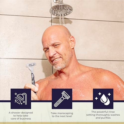 6-Inch Chrome Shower Head with 6 Settings, High Pressure Showerhead for Low Flow, Enjoy a Relaxing High Pressure Shower, Perfect Replacement for Any Bathroom - Winthorpe Scotch Mist