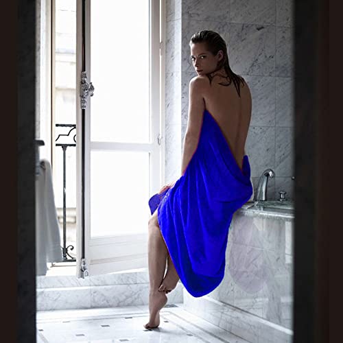 MYLSMPLE Luxury Microfiber Bath Towel Extra Large Bath Sheet Blue Beach Towel Fast Drying Hotel Bathroom Towel (36 Inch X 72 Inch, Dark Blue) - color: Dark Blue