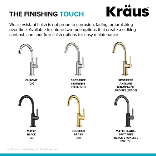 Kraus Oletto Single Handle Kitchen Bar Faucet in Matte Black/Spot Free Black Stainless Steel, Kitchen Sink Faucets, KPF-2822MBSFSB - color: Matte Black/Spot Free Black Stainless Steel, style: Bar Faucet