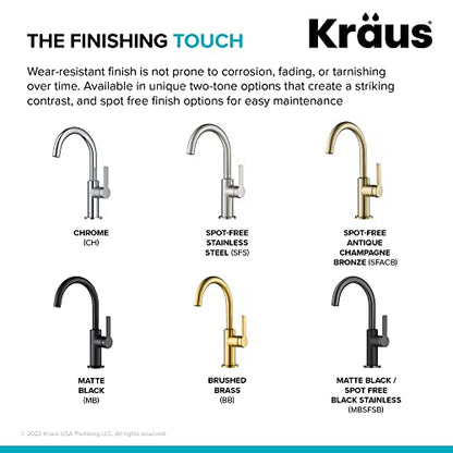 Kraus Oletto Single Handle Kitchen Bar Faucet in Matte Black/Spot Free Black Stainless Steel, Kitchen Sink Faucets, KPF-2822MBSFSB - color: Matte Black/Spot Free Black Stainless Steel, style: Bar Faucet