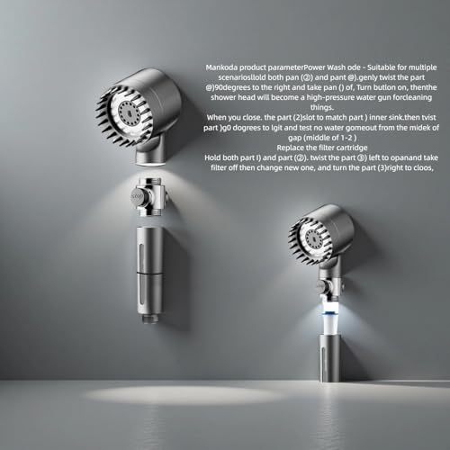 Filtered Shower Head with Handheld & High Pressure - Shower Head with 59" Stainless Hose for Hard Water | 3 Spray Modes with 10 Replaceable Filters