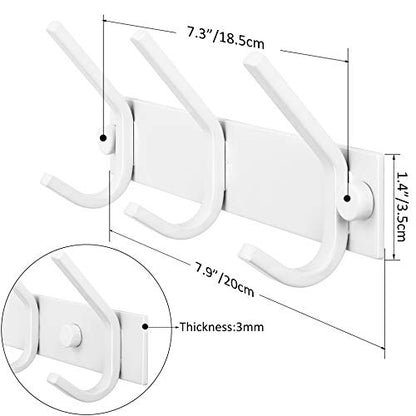 WEBI Coat Rack Wall Mount,Coat Hooks Wall Mounted,Coat Hanger Wall,Hook Rack Rail,3 Hooks for Hanging Coats,Hats,Jacket,Clothes,White - size: 3 Hooks