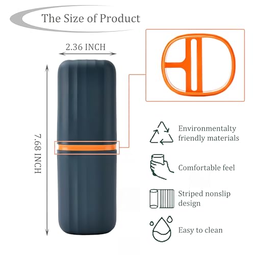 Toothbrush Cup Toothbrush Holder with Cover Travel Boothbrush Holder Portable Toothbrush Case and Carrier for Bathroom School Business Trip (Blue) - color: Deep Blue