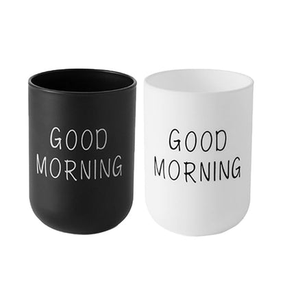 Toothbrush Cup 2Pcs, Bathroom Toothbrush Holder, Storage Cup 300ml, Drinking Cup, Reusable (Black + White) - color: Black + White