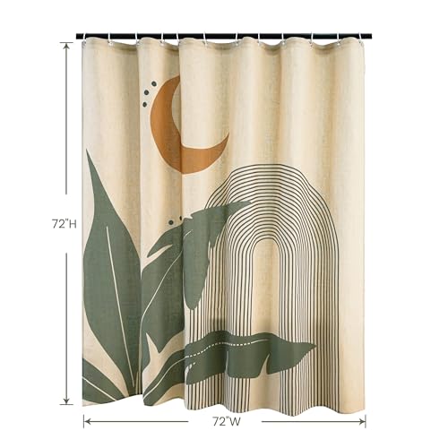 Laurel Archway Linen Boho Shower Curtain Set with Liner,72" Wx72 L | Double Layer Shower Curtain Waterproof Fabric with Zippered Removable PEVA Liner,Boho Shower Curtain for Bathroom,Free Hooks - color: Arch