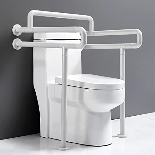 Toilet Safety Rails for Elderly, Toilet Rails for Elderly Free Standing, Heavy Duty Toilet Safety Frame with Arms, Handicap Toilet Seat, Easy Installation,White