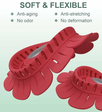 Silicone Drain Cover for Shower, Bathtub, Sink - Decorative Flower Strainer with Metal Weight & Large Holes - Stays Put, Prevents Clogs, Matches Bathroom Faucets, Flexible & Durable
