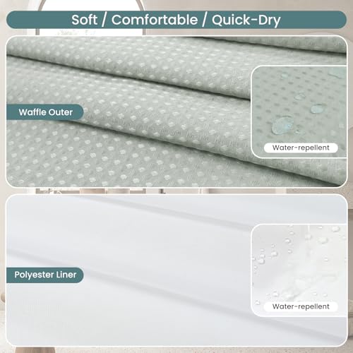 No Hook Shower Curtain Set with Snap-in Detachable Liner, 230 GSM Waffle Weave Fabric, Heavy Duty Water-Repellent (Sage Green, 72" W x 74" L(Pack of 1)) - color: Sage Green, size: 72"W x 74"L (Pack of 1)