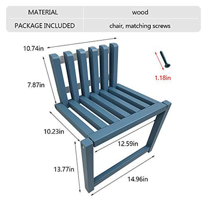Folding Chair Wall-Mounted Invisible Shoe-Changing Stool Made of Solid Wood Wall Seat Folding with Support Legs Saving Space Suitable for Various Occasions Blue - color: Blue