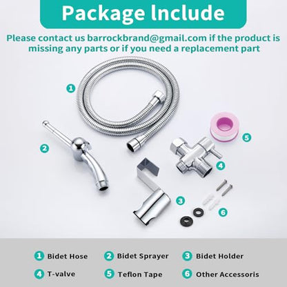 BARROCK Bidet Sprayer for Existing Toilet, Advanced Handheld Ergonomic Jet Spray Set with Precision Water Pressure Control for Muslim Shower/Feminine Hygiene/Pet Cleaning, Chrome - color: Chrome