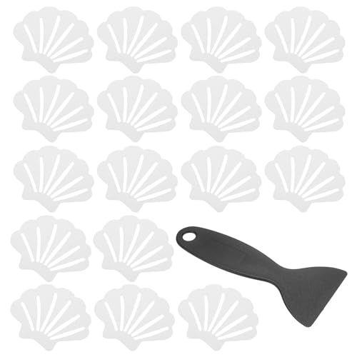 PATIKIL 30 Pcs Non Slip Bathtub Stickers, Anti Slip Shower Stickers with Scraper Bathroom Shower Floor Decals Sea Shell Shape Cute Treads Tubs, White - color: White