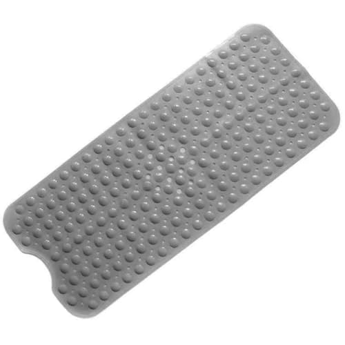 Long Bath Tub Mat, Non-Slip with 200 Suction Cups, Soft and Flexible, 15.75 x 39.37 Inch (Gray) - color: Gray
