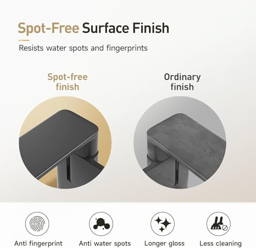 Modern Single Hole Bathroom Faucet, Luxury Matte Black Bathroom Sink Faucet | Solid Brass Body & Premium Ceramic Valve, Centerset 4 Inch, Spot-Free Finish & Anti-Splash Design - color: Matte Black（Set of 2)