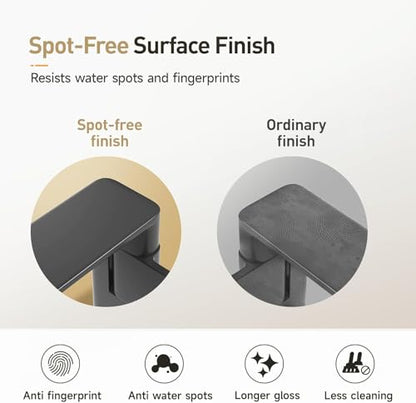 Modern Single Hole Bathroom Faucet, Luxury Matte Black Bathroom Sink Faucet | Solid Brass Body & Premium Ceramic Valve, Centerset 4 Inch, Spot-Free Finish & Anti-Splash Design - color: Matte Black（Set of 2)