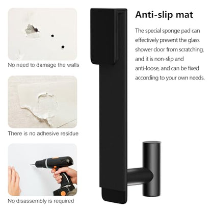 WUIVIUT T-Shape Heavy-Duty Stainless Steel Over The Glass Door Hooks - Frameless Glass Door Hooks for Bathroom Shower Towel Holder 19 cm Hook for Robe,Towels,Shower(T Shape 2 Pack, Fits 3/8'' Thick) - size: T Shape, 2 Pack