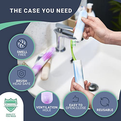4 Pack Elite Travel Toothbrush Case with Drainage Holes–Portable, Breathable Plastic Toothbrush Holder Travel Covers–Ideal for Camping, Trips & Daily Use Cute Tooth brush Cover Container– Multi Colors - style: Pack of 4