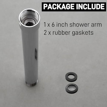 Shower Arm Extender, 6 Inch Extension Arm for Rainfall and Handheld Shower Head, Wall Mount Straight Shower Head Extender Arm Female to Male NPT 1/2 Inch, Polished Chrome - color: Chrome, style: 6-Inch