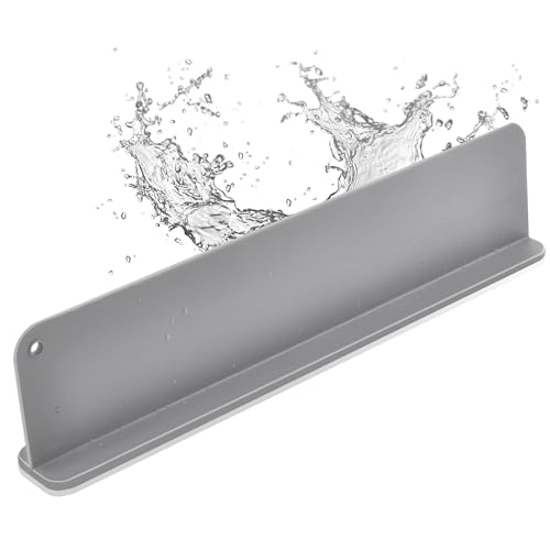 Mofason Silicone Sink Splash Guard for Kitchen Sink Water Splash Guard Grey | 17.3"x4.1" in splash guard for kitchen counter sink area behind faucet with suction cup, sink backsplash guard for front edge - color: Gray