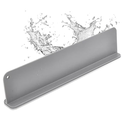 Mofason Silicone Sink Splash Guard for Kitchen Sink Water Splash Guard Grey | 17.3"x4.1" in splash guard for kitchen counter sink area behind faucet with suction cup, sink backsplash guard for front edge - color: Gray