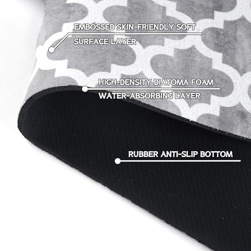 Modern Moroccan Grey Stripe Kitchen Sink Splash Guard Faucet Mat,Faucet Non-Slip Absorbent Mat,Farmhouse Sink Splash Guard Behind Faucet for Kitchen Bathroom, 15"x5.5" - color: Drying Faucet Mat 6