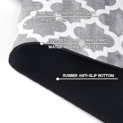 Modern Moroccan Grey Stripe Kitchen Sink Splash Guard Faucet Mat,Faucet Non-Slip Absorbent Mat,Farmhouse Sink Splash Guard Behind Faucet for Kitchen Bathroom, 15"x5.5" - color: Drying Faucet Mat 6