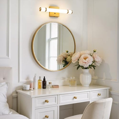 Gold Bathroom Vanity Light - 15.4 Inch LED Modern Bathroom Light Fixtures Over Mirror with Acrylic Shade 10W Dimmable 5CCT Bathroom Sconces Wall Lighting (Built-in Dimmer) - color: Gold, size: 15.4 Inch
