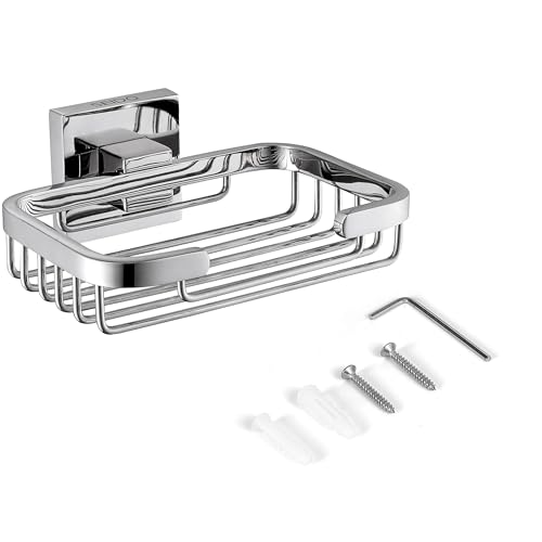 SEIDO Soap Dish for Shower, 304 Stainless Steel Bar Soap Holder for Bathroom & Kitchen, Polished Chrome Soap Tray for Shower, 4.8" L x 3.2" W Internal - color: Polished Chrome